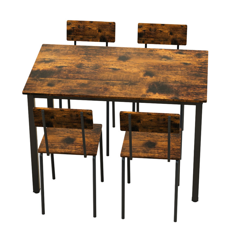 Ensemble 5 pièces de mobilier de salle à manger moderne en métal et bois pour 4 personnes, chaises de table de salle à manger
