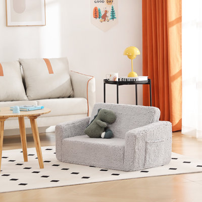 Kids Sofa, Extra Wide 2 In 1 Kids Fold Out Chair Convertible Sofa To Lounger by Isabelle & Max