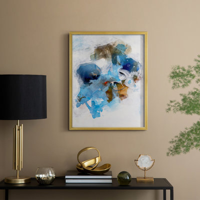 «Misty Blue I», reproduction encadrée - bois massif