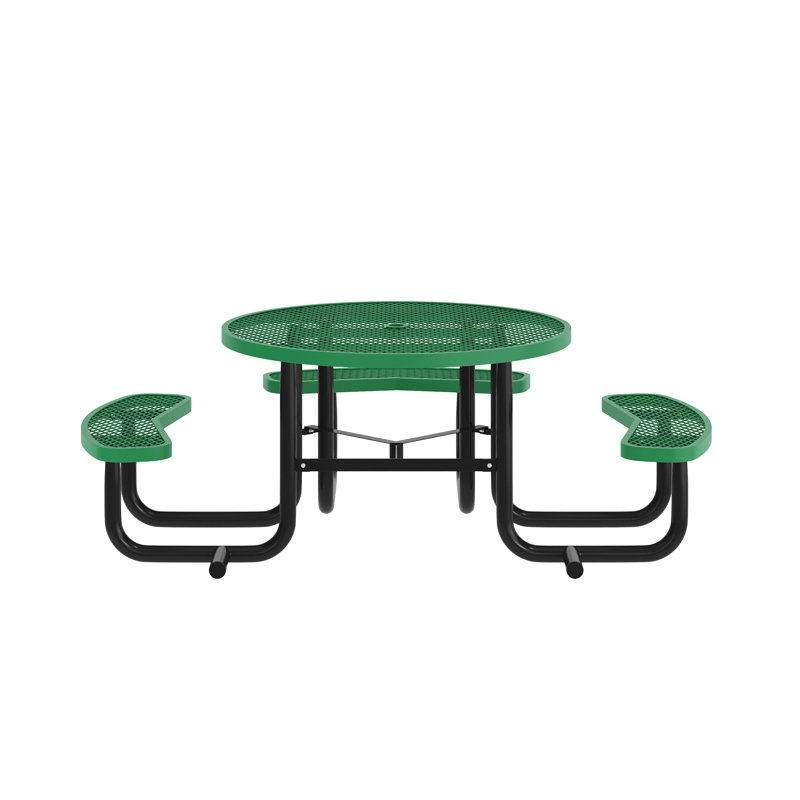 Table de pique-nique d'extérieur en métal déployé de qualité commerciale accessible en fauteuil roulant, Vert