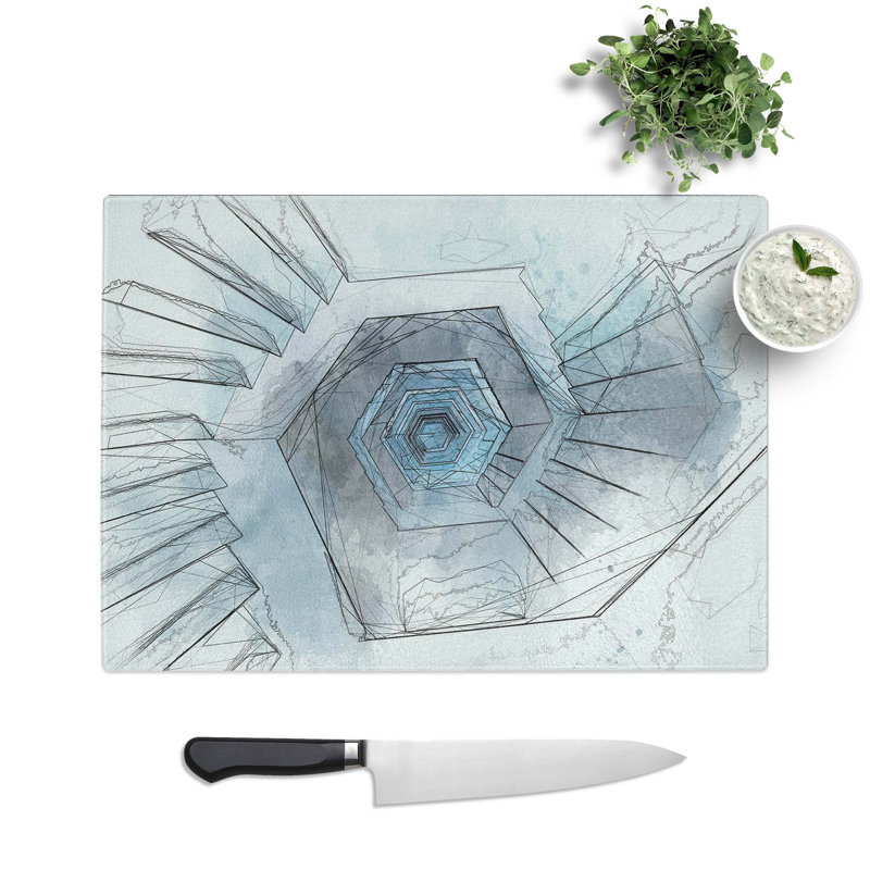 Glass Endless Staircase in Abstract Chopping Board, 39 cm W x 28.5 cm L