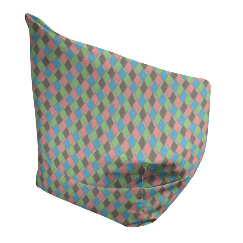 Sac de pois Leffel, H 27 po x l 30 po x P 25 po, Housse de pouf, Brun / vert / rose
