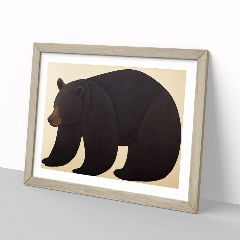 Iconic Bear - Single Picture Frame Print, 46cm H x 64cm W x 2cm D, Oak