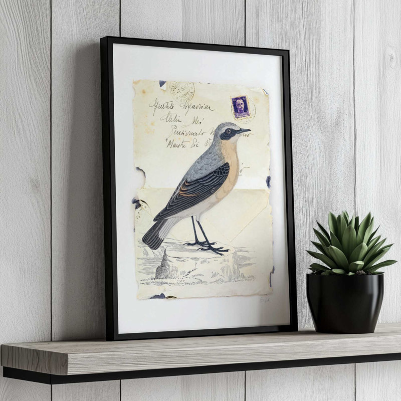 «Wheatear» par Deborah Revell, reproduction d'art sur toile, H 48 po x l 36 po, Argent argent