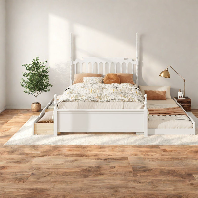 Lits de rangement, plateforme en bois aggloméré grand lit, chambre d'amis de ferme