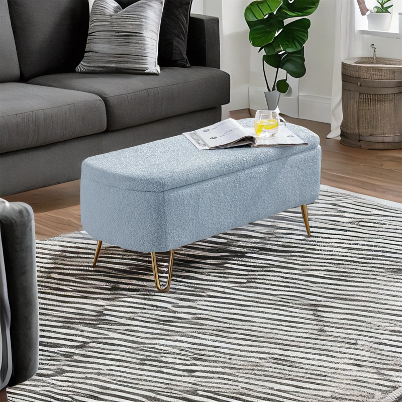 Banc de rangement rembourré Maegann, Bleu