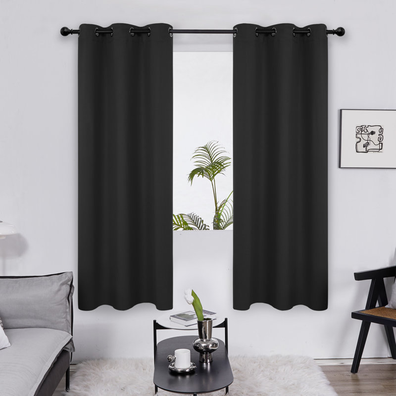 Frome Room Darkening Curtain Pair, Black, 38" W x 72" L