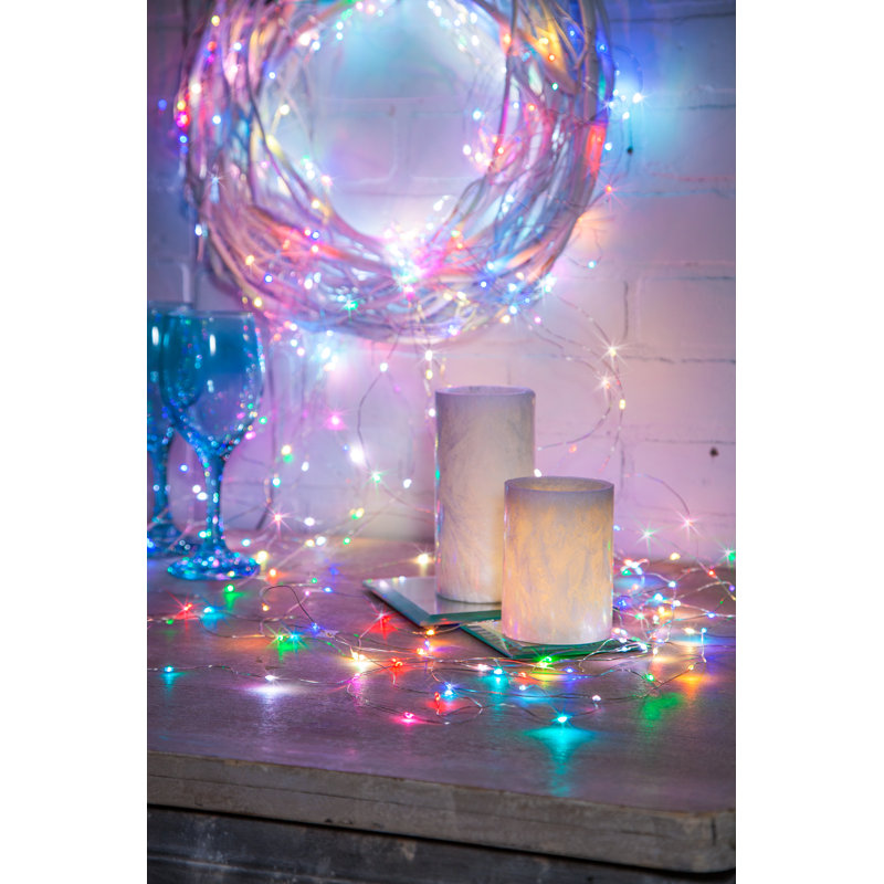 Chaîne de fée à l’intérieur 200-ampoule 6 pi twinkle Degnan, Jaune/bleu/rose