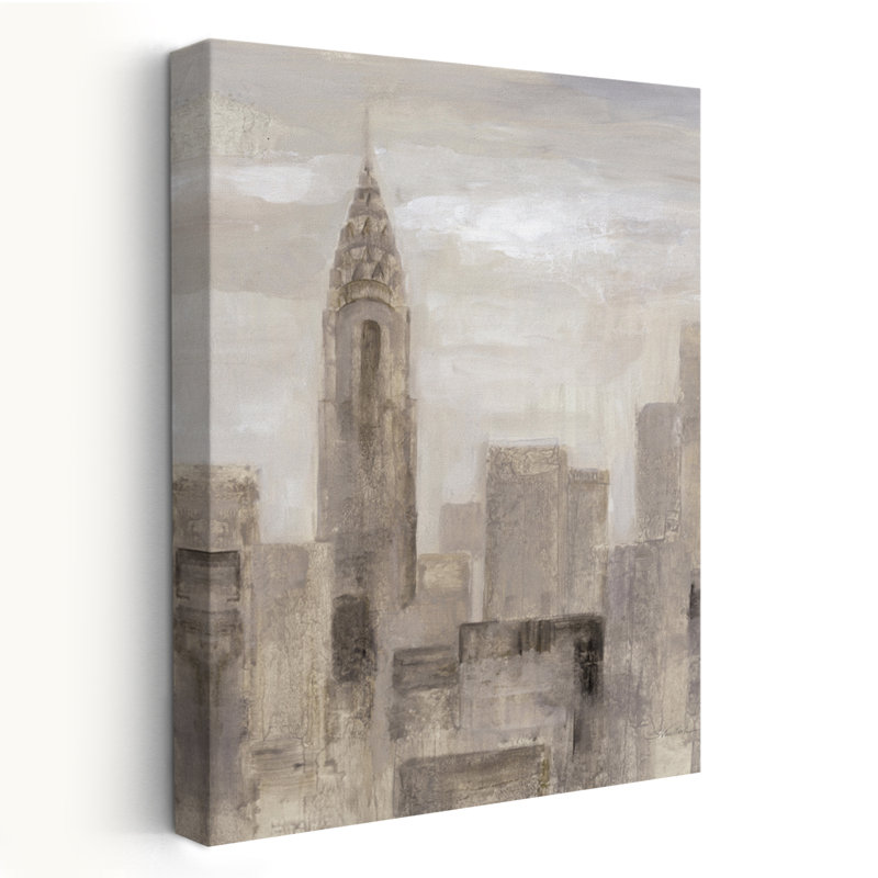City Blocks I Greige - Paysage urbain brun et noir de Chrysler, H 60 po x l 40 po