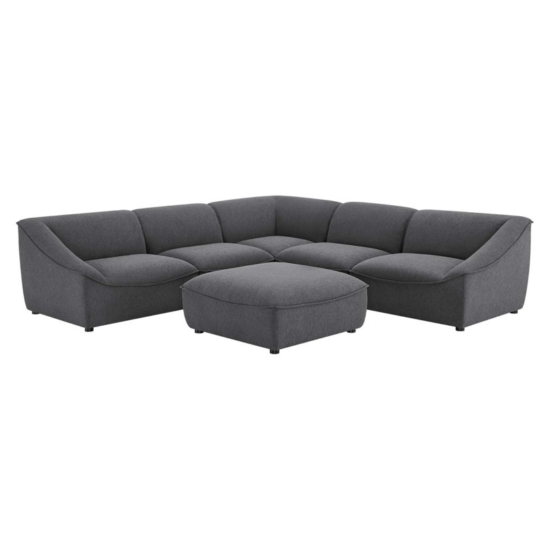 Comprise 6-Piece Sectional Sofa, Charcoal 100% Polyester