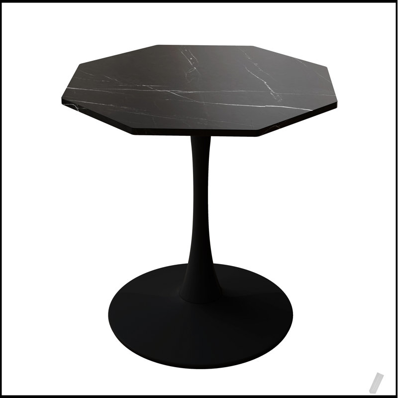 Table basse moderne octogonale avec plateau en panneau de fibres à densité moyenne et base en métal, parfaite pour la salle à manger, la cuisine et le salon