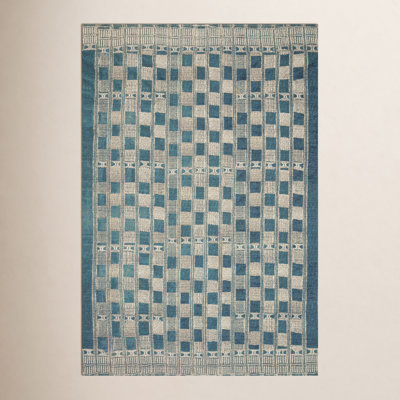 Homer Geometric Blue/Ivory Indoor / Outdoor Area Rug