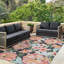 Tapis d'extérieur à motif floral rose / noir antidérapant pour terrasse-86831342