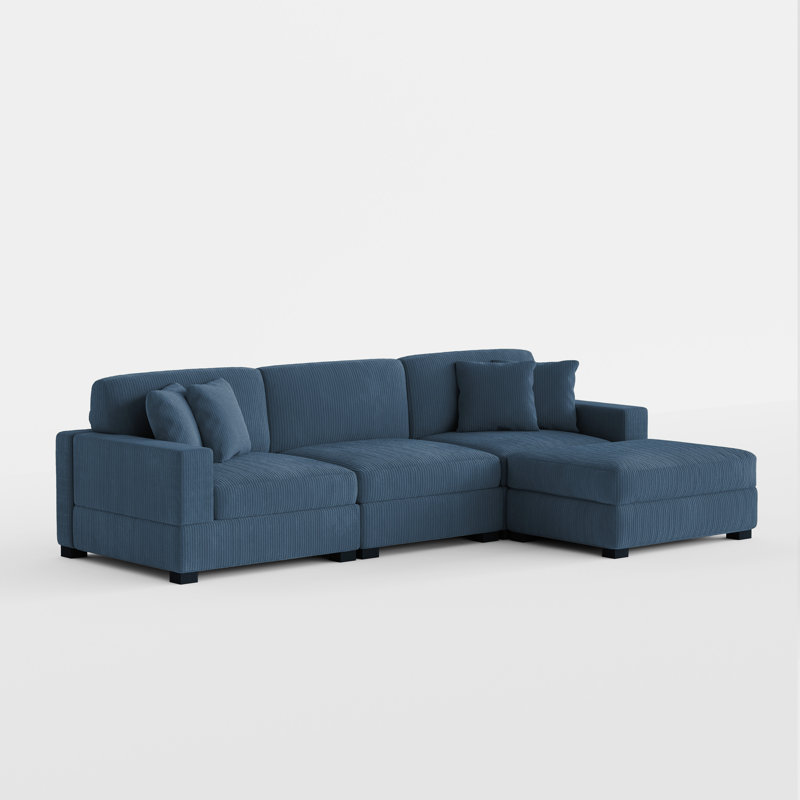 Corduroy Seating Component, 84.3cm H x 300.2cm W x 178.6cm D