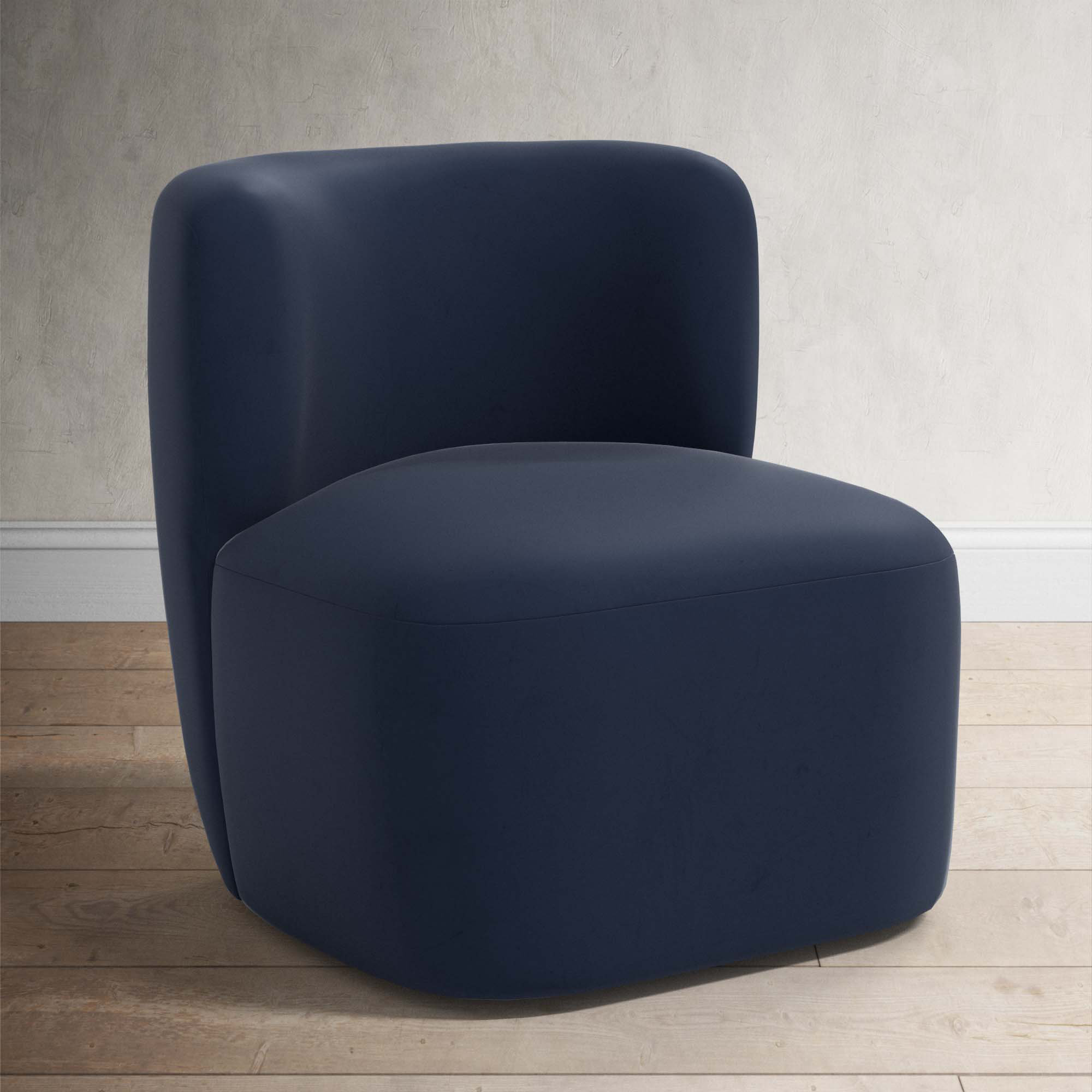 Mariza Upholstered Swivel Accent Chair, Classic Ink Performance Velvet