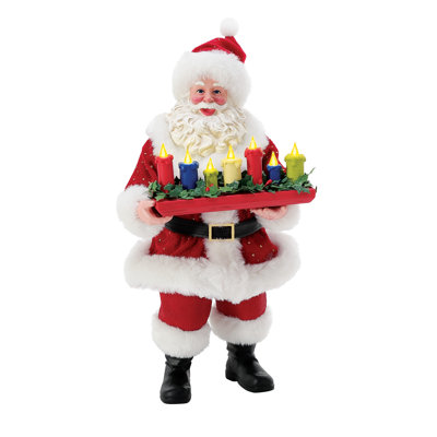 Possible Dreams Christmas Traditions Santa Holding Candles All Aglow Light Up Figurine 10.5 Inch