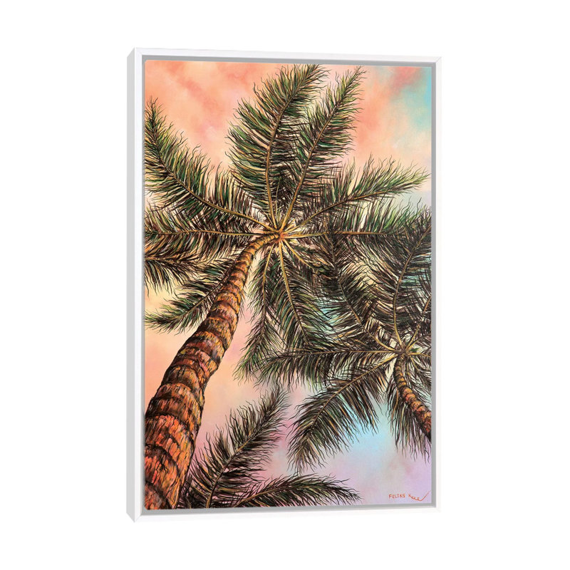 Keep Palm by ColorByFeliks - Print on Canvas, 101.6 cm H x 66.04 cm W, White Framed