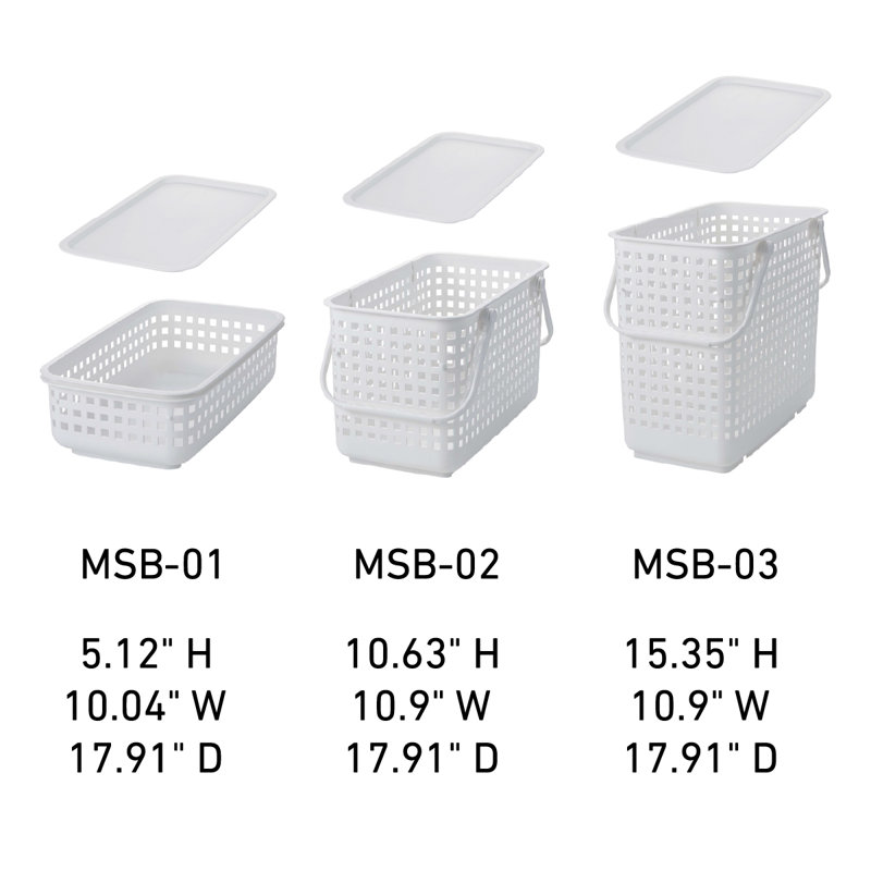 Panier de rangement en plastique blanc Like-it, H 10,63 po x l 10,9 po x P 17,91 po, Blanc