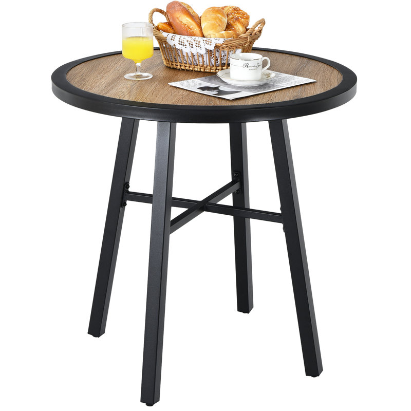 Round Wood Metal Outdoor Bistro Table , 29'' in. W 29'' in. D