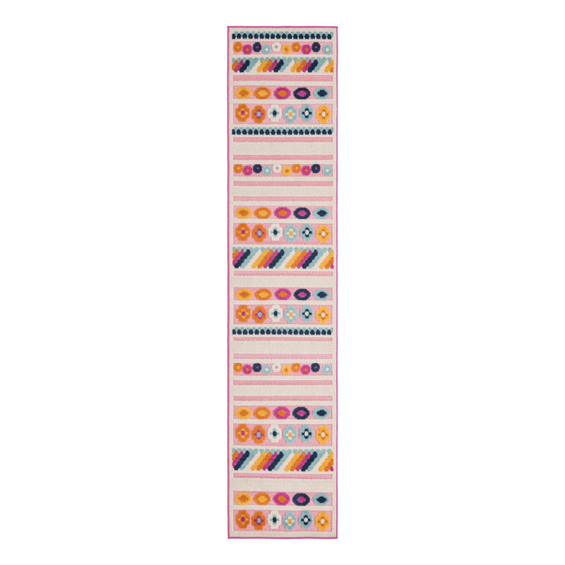 Tapis rayé intérieur / extérieur en polyester Grenz, Tapis de couloir 2 pi x 10 pi