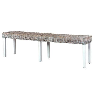 Bench Kitchen Dining Bench Natural Kubu Rattan and Solid Mango Wood by Ebern Designs