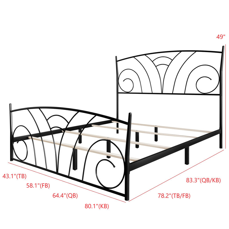 Essex Full Metal Bed, Black, Full