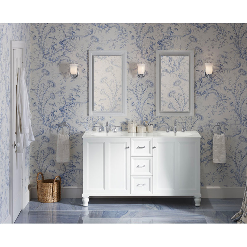 Rouleau de papier peint L 15 pi x l 27 po Pillement Toile, Bleu porcelaine