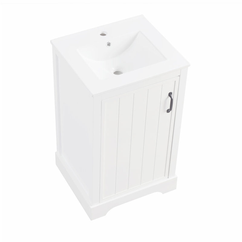20" Bathroom Vanity with Sink, Silver, White