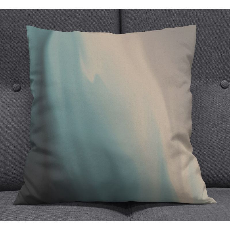 Throw Pillow With Insert, Blue/Brown Abstract/Ombre 2, 18"H x 18"W