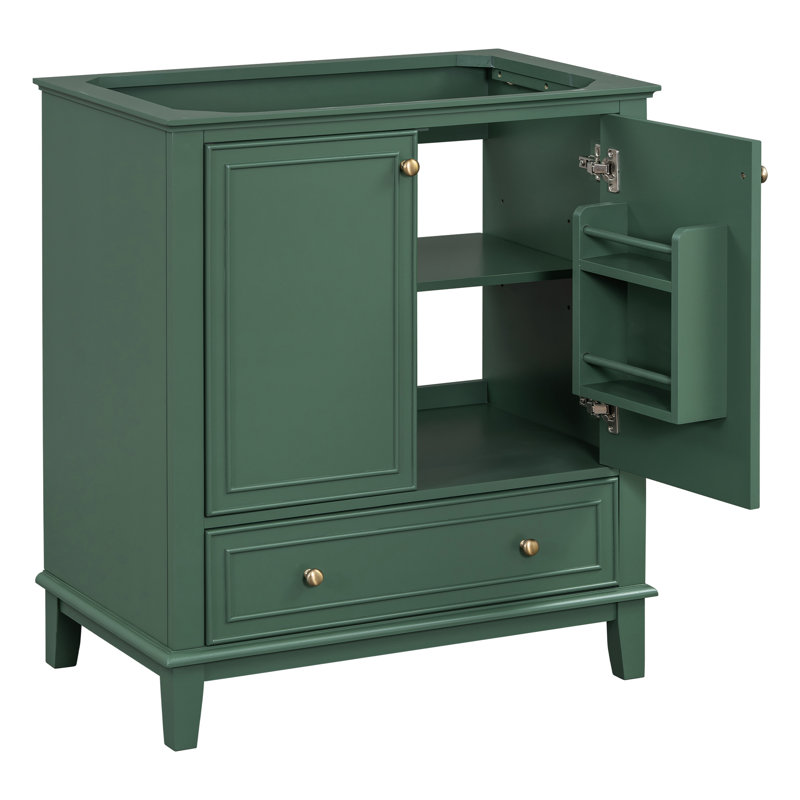 Base de meuble-lavabo foncé de 30 po, multifonctionnel avec portes en bois massif et en bois massif, tablette réglable, assemblage requis de 30 po, options de placement, requis