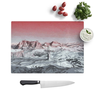 Tempered Glass Cross the Mountains Chopping Board