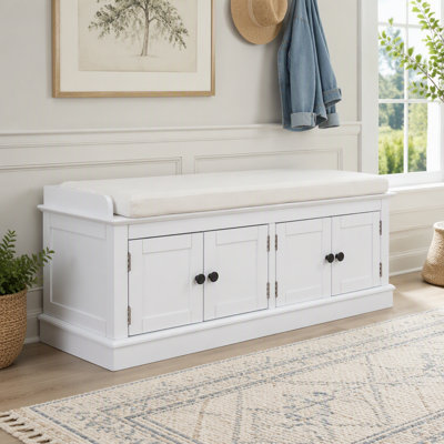 Banc de rangement avec 4 portes et tablettes réglables