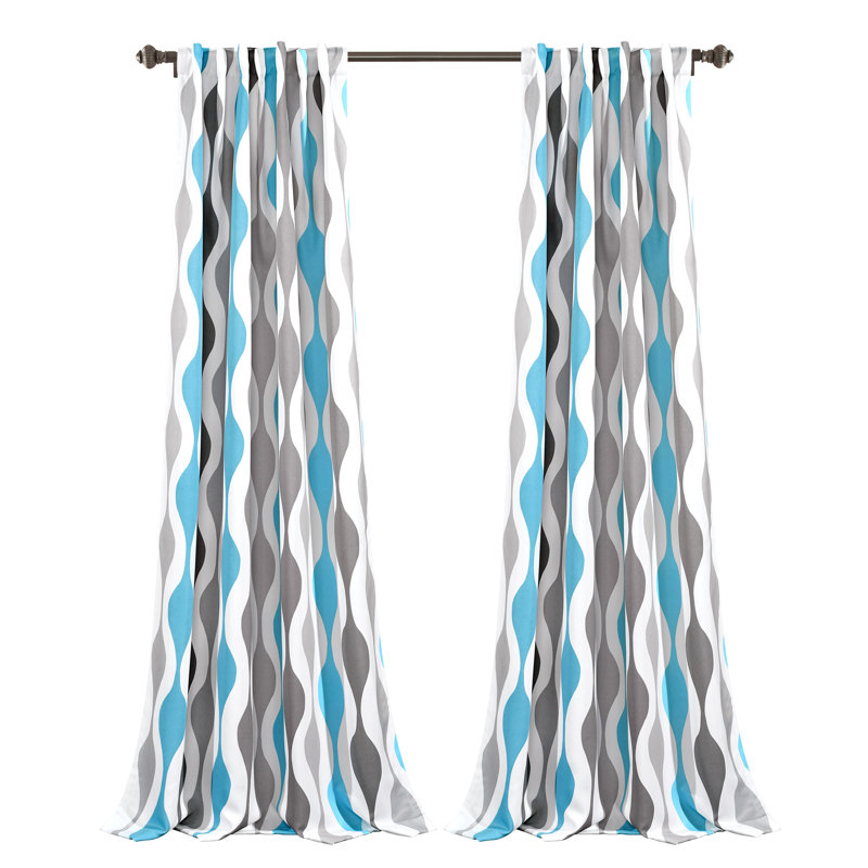 Room Darkening Curtain Pair, 132cm W x 213cm L, Blue/Grey