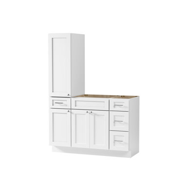 Disar 51'' Single Bathroom Vanity With Left Tall Linen Cabinet Dovetail Solid Wood Drawer Base Only