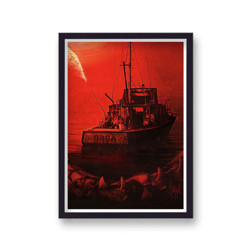 Jaws V9 Reimagined Movie Poster - Single Picture Frame Print