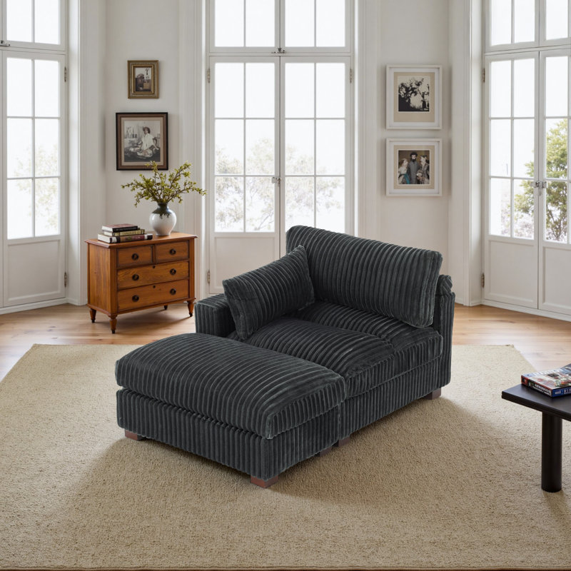 Upholstered Chaise Lounge, Grey
