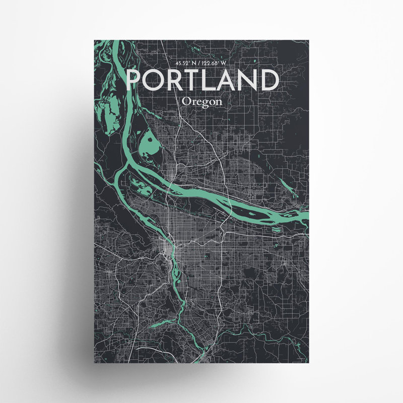Portland City Map In Dream - No Frame Print, 36cm H x 24cm W x 0.05cm D