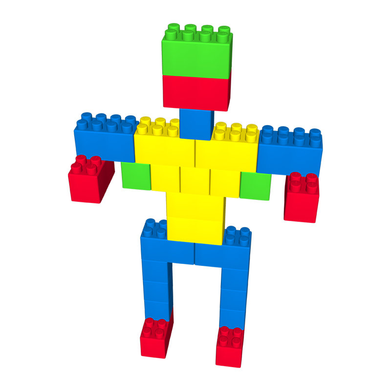 Waloo Jumbo Building Blocks Set for Kids, 43 Pieces, Multicolor Plastic