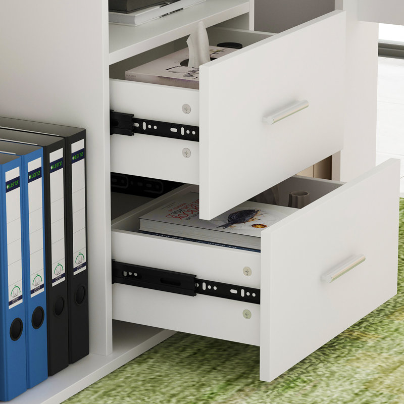 L-Shaped Computer Desk With Bookcase