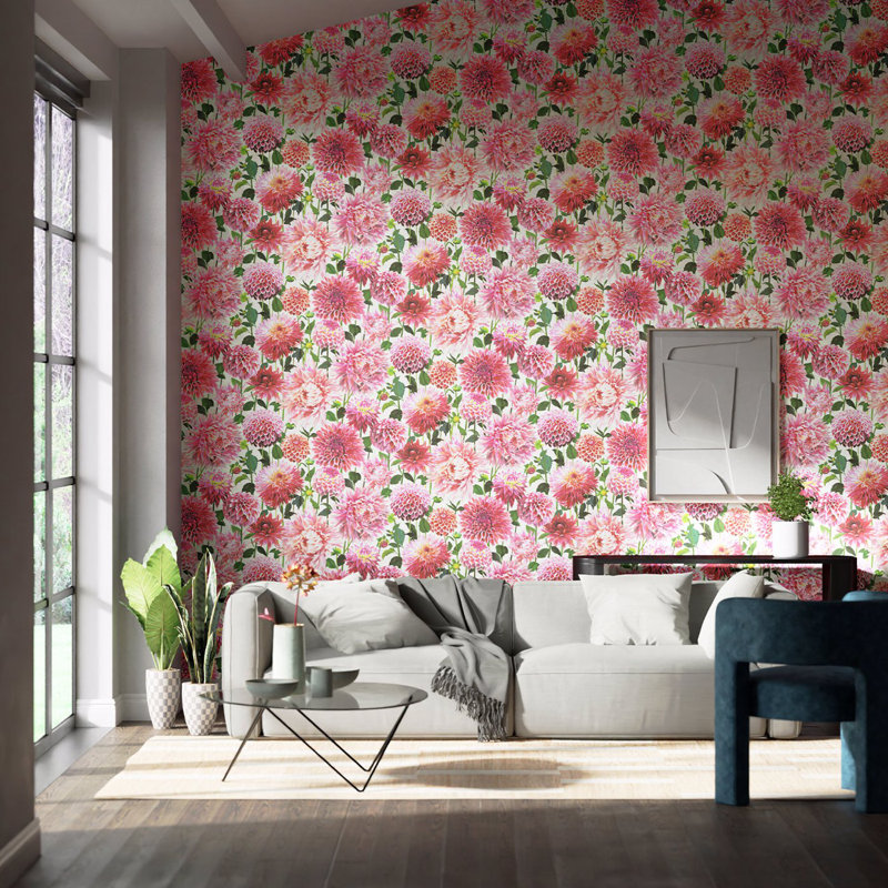 Dahlia 10.05m x 68.6cm Wallpaper Roll, Blossom/Emerald/New Beginnings