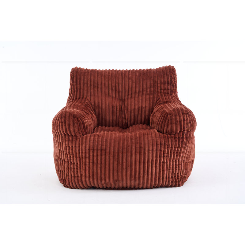 Soft Fluffy Corduroy Fabric Bean Bag Chair Filled With Memory Sponge, Red Corduroy