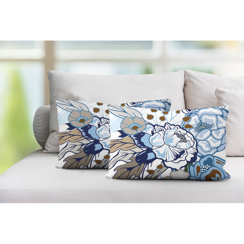 Coussin intérieur / extérieur Nouvel Floral, Blanc