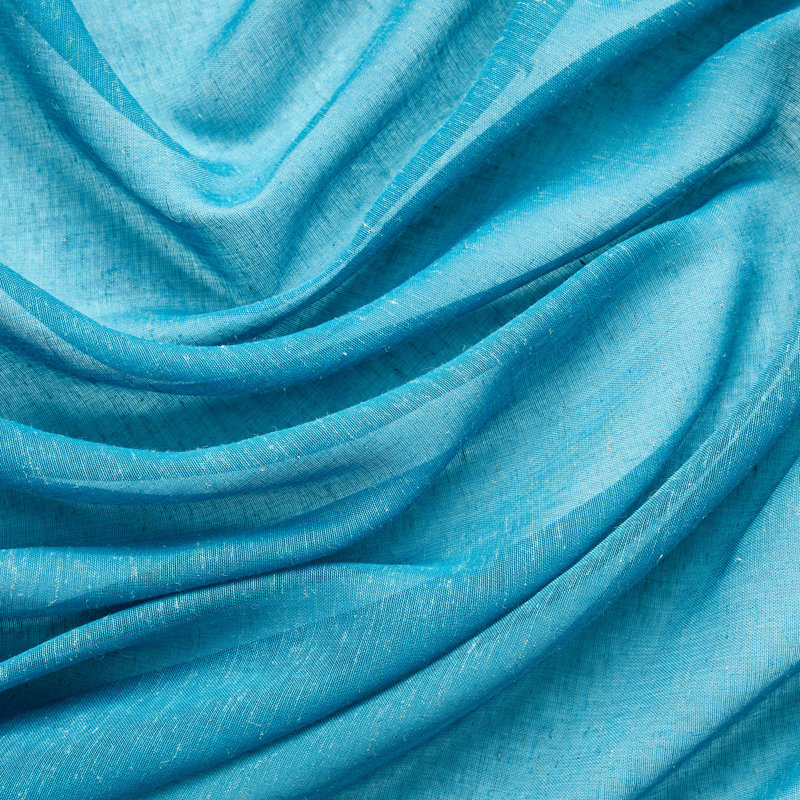 Linen Semi-Sheer Grommet Curtain Panels, 54" W x 84" L, Teal Blue
