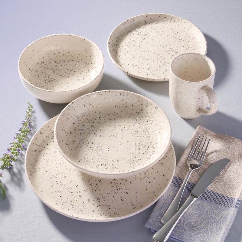 Contempo Glossy White Ceramic 20-Piece Dinnerware Set, Service for 4