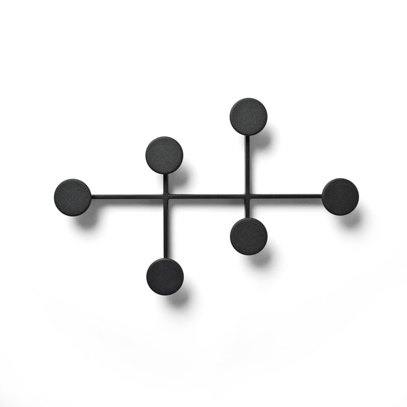 Afteroom Studio 6 - Hook Wall Mounted Coat Rack, Powder Coated Black
