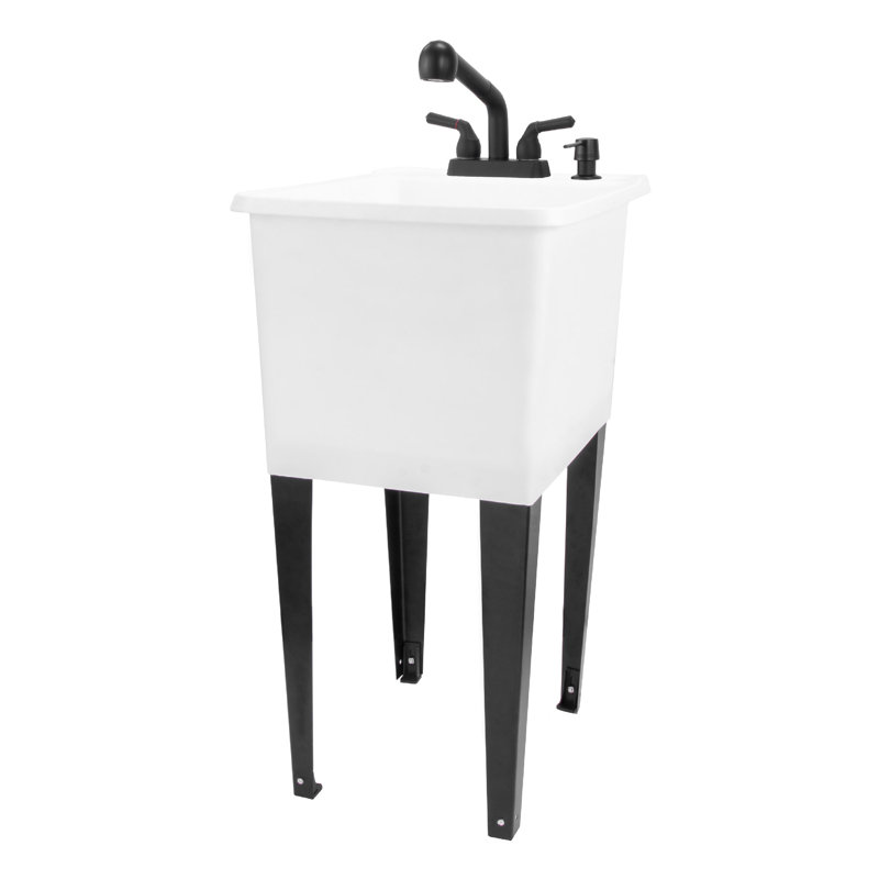 17,75 po X 23,25 po Robinet escamotable sur pied avec distributeur de savon, Blanc, Noir