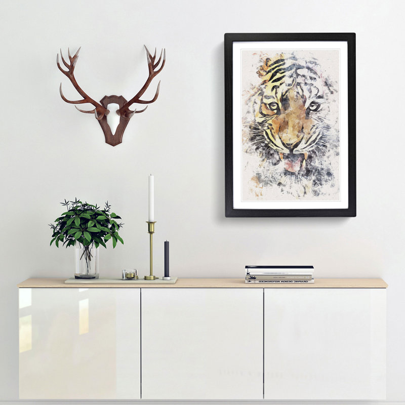 Prowling Tiger - Picture Frame Painting Print, Black Framed, 87cm H x 62cm W x 2cm D