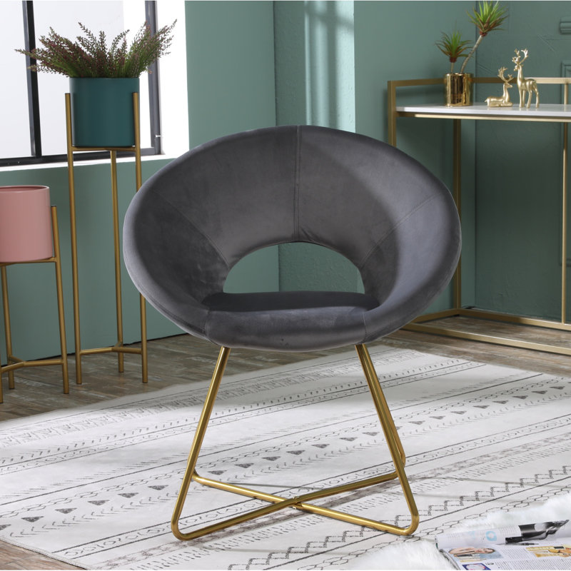 Fauteuil d'appoint rembourré en velours soyeux Slatina, Gris