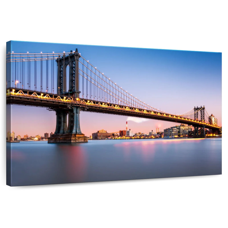 Lilie illuminé le pont de Manhattan, photographie, H 8 po x l 12 po