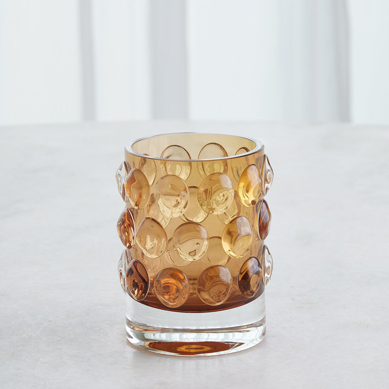 Thousand Eye Vase-Amber-Sm, 5.5" H x 4.25" W x 4.25 D